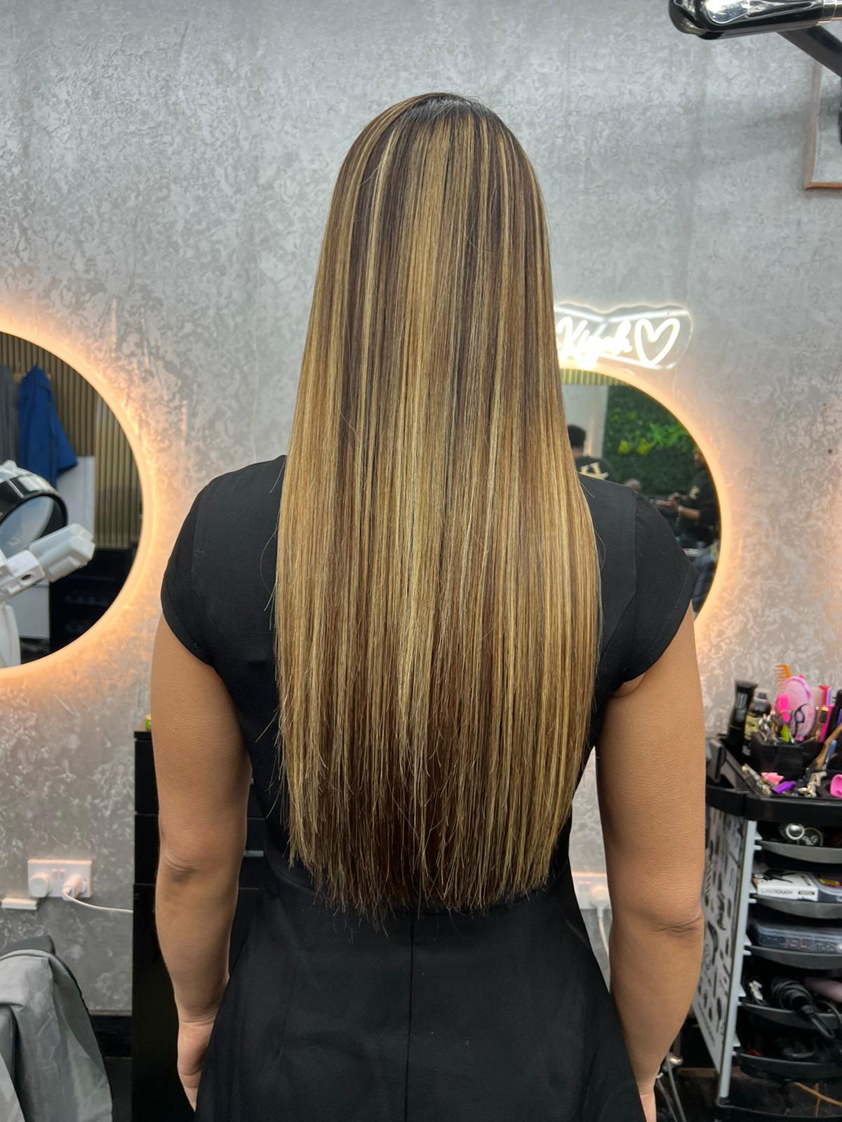 HairByKiyah — Stunning highlights and silk press finish